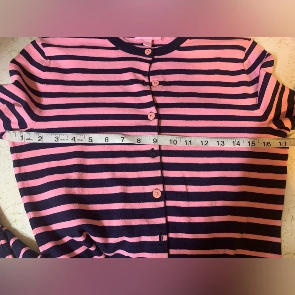 Lily Pulitzer Pink/Navy Stripe Cardigan - Picture 5 of 7